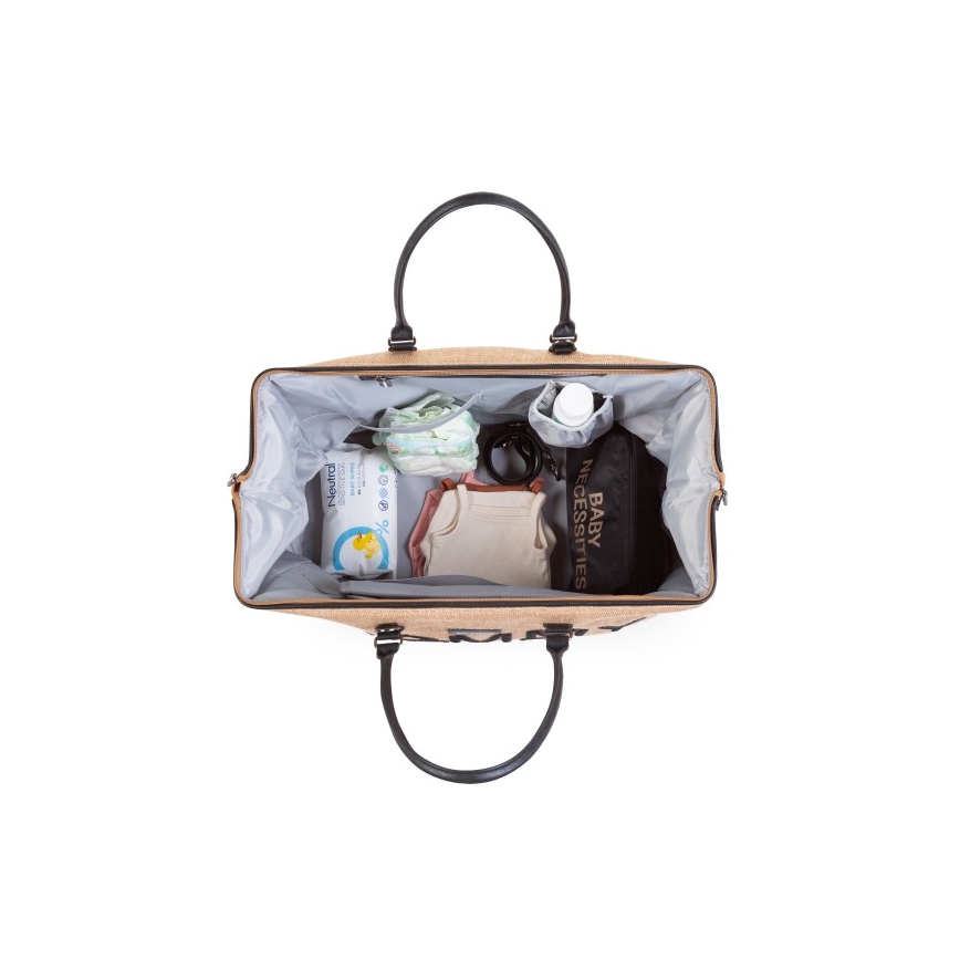Childhome - Previjalna torba MOMMY BAG RAFFIA LOOK bež