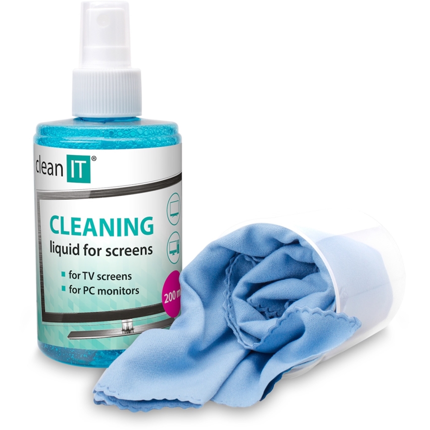 CLEAN IT CL-180 - Raztopina za čiščenje zaslona s krpo 200 mm