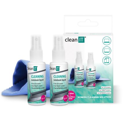 CLEAN IT CL-182 - Raztopina za čiščenje zaslona s krpo 2x 30 mm