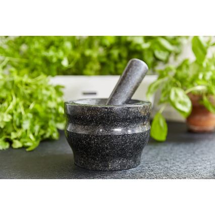 Cole&Mason - Granitni terilnik s pestilom GRANITE pr. 18 cm granite/črna