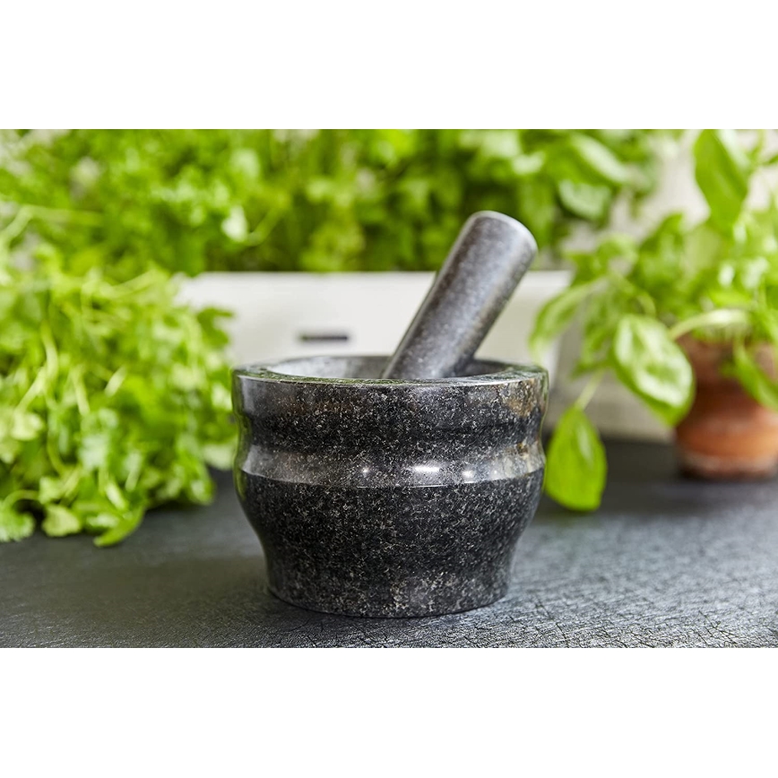 Cole&Mason - Granitni terilnik s pestilom GRANITE pr. 18 cm granite/črna