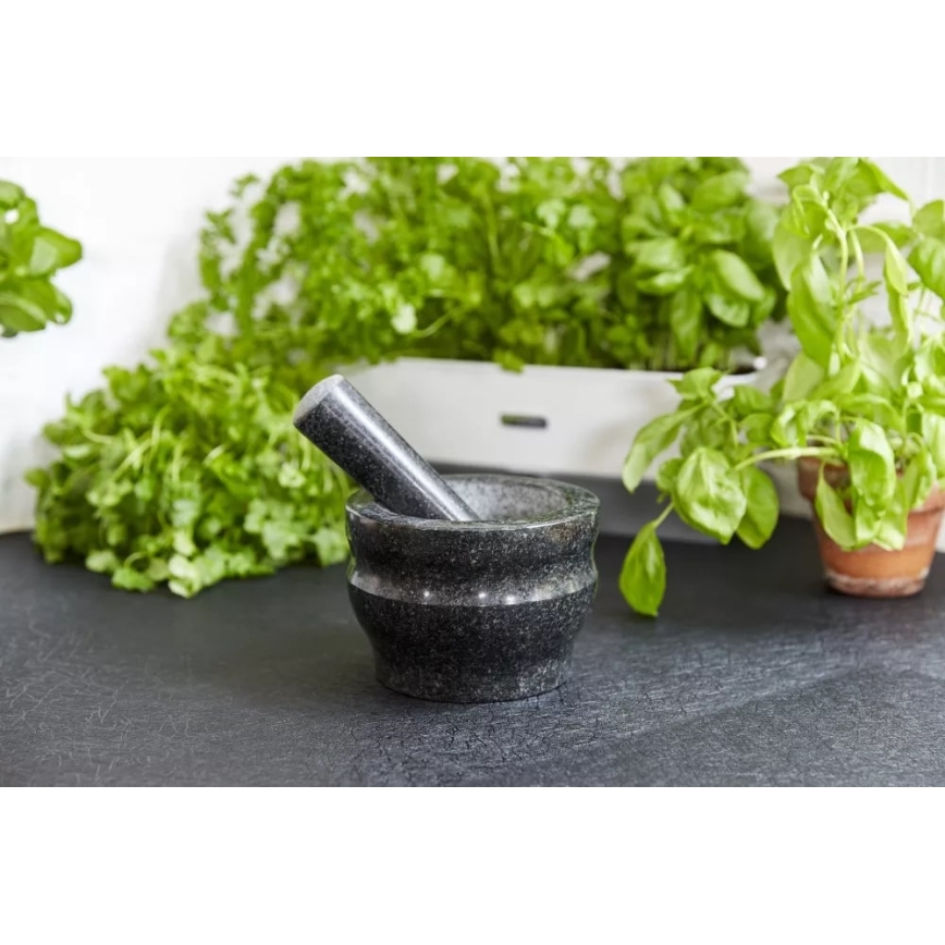 Cole&Mason - Granitni terilnik s pestilom GRANITE pr. 18 cm granite/črna