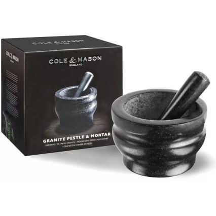 Cole&Mason - Granitni terilnik s pestilom GRANITE pr. 18 cm granite/črna