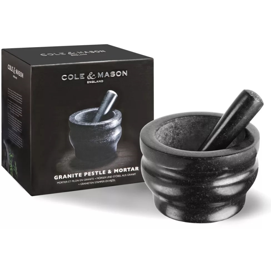 Cole&Mason - Granitni terilnik s pestilom GRANITE pr. 18 cm granite/črna