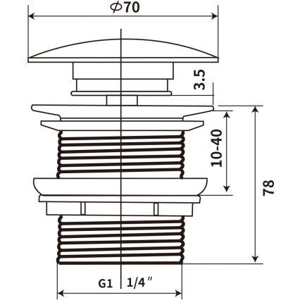 COMAD CLICK-CLACK T201MBG-3 - Odpadni umivalnik CLICK-CLACK pr. 7 cm mat črna