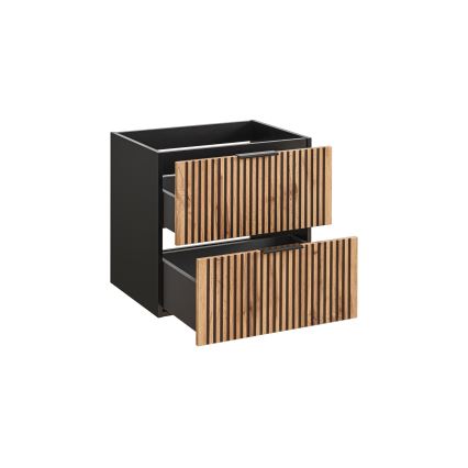 COMAD XILO BLACK WOTAN 82-60-D-2S - Kopalniška omarica pod umivalnik XILO 57x60,2 cm črna/hrast Wotan