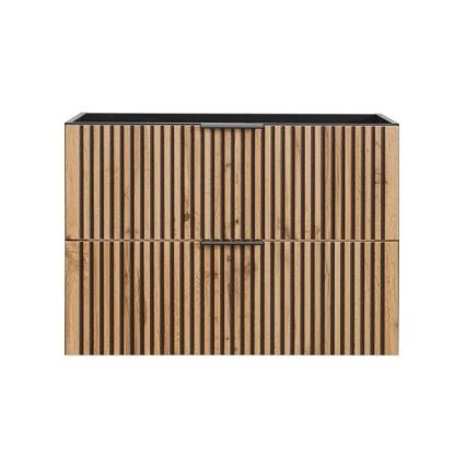 COMAD XILO BLACK WOTAN 82-80-D-2S - Kopalniška omarica pod umivalnik XILO 57x80,2 cm črna/hrast wotan