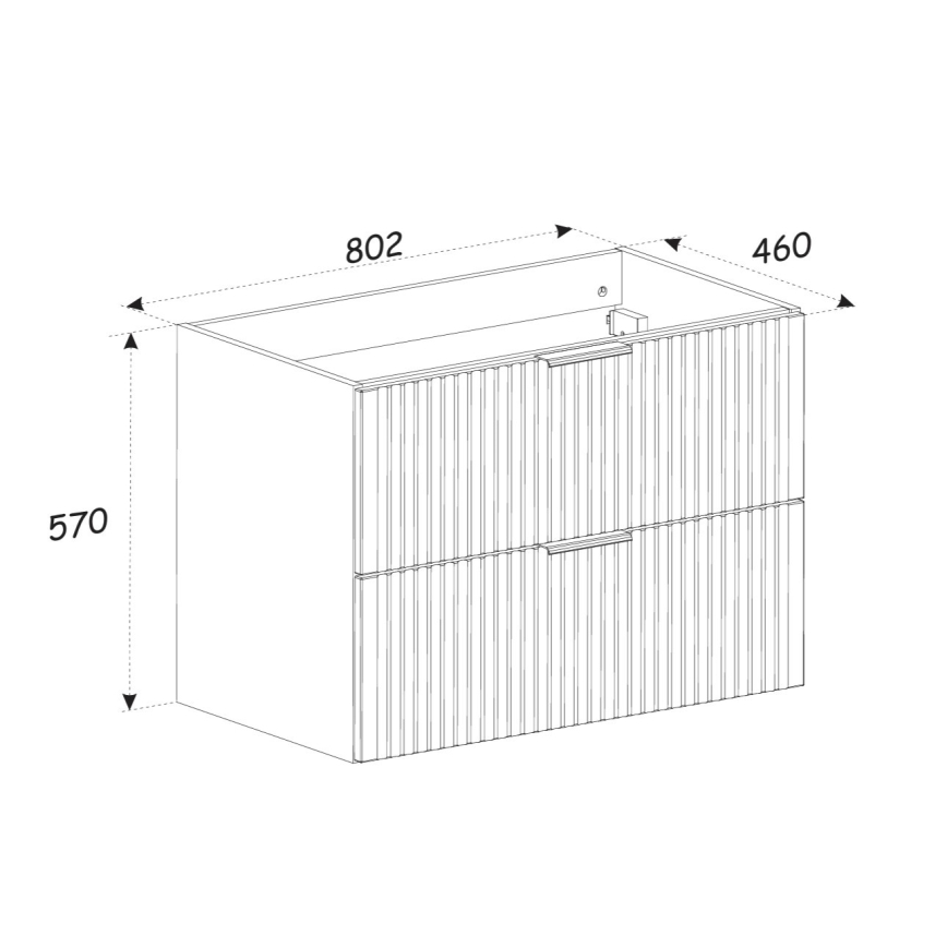 COMAD XILO BLACK WOTAN 82-80-D-2S - Kopalniška omarica pod umivalnik XILO 57x80,2 cm črna/hrast wotan