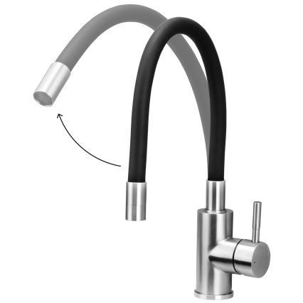 Concept BDC7138 - Kuhinjska armatura s prilagodljivim izlivom, sijajni krom/črna