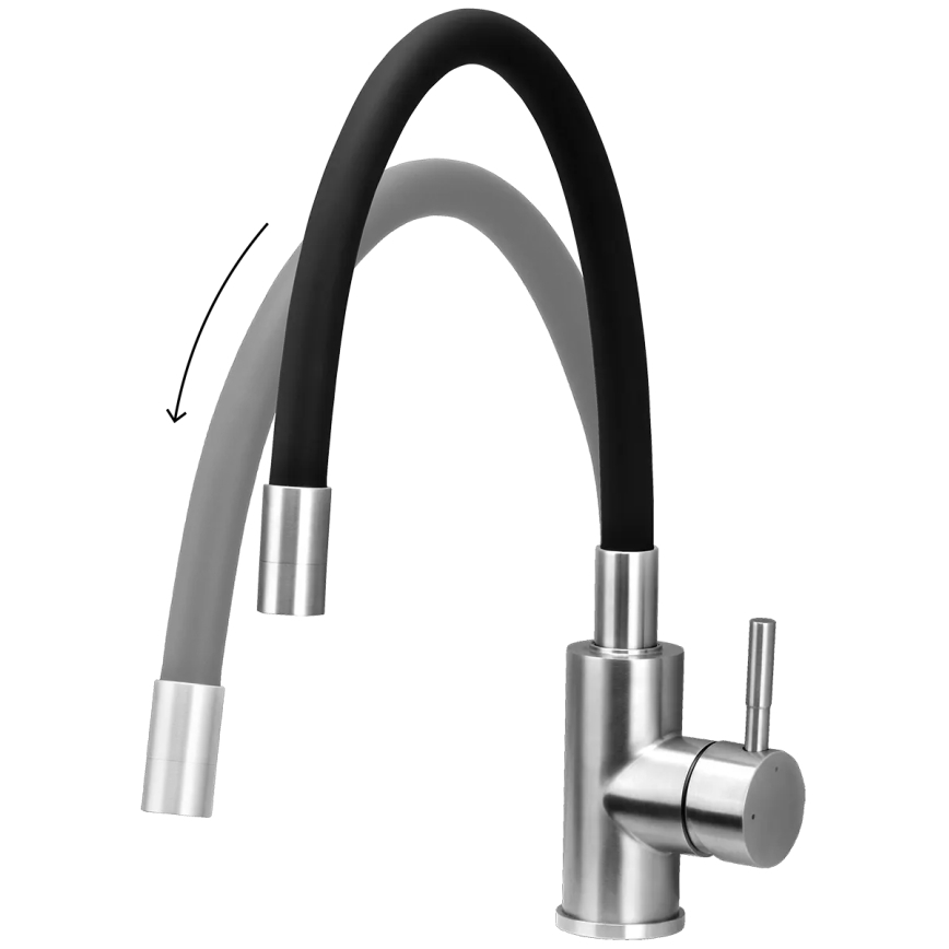 Concept BDC7138 - Kuhinjska armatura s prilagodljivim izlivom, sijajni krom/črna