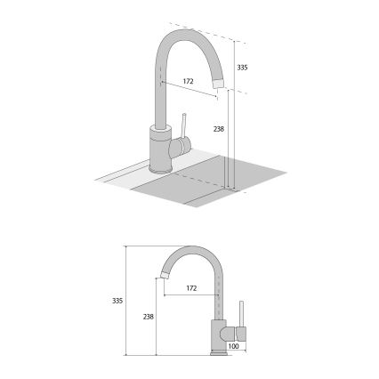 Concept BDG3334DG - Kuhinjska pipa za pomivalno korito 33,5 cm granit/temno siva