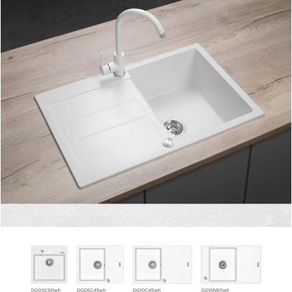 Concept BDG3334WH - Pomivalna pipa 33,5 cm, granit/bela