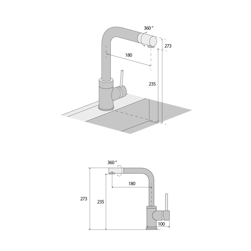 Concept BDG4327BE - Kuhinjska pipa za pomivalno korito 27,3 cm, granit/bež