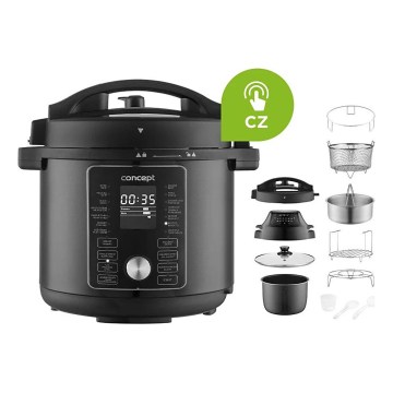 Concept CK8000 - Večfunkcijski električni ekspres lonec in zračna friteza 5,6 l, 11 v 1, 1500W/230V, črna