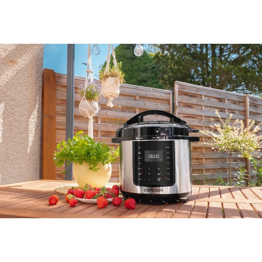 Concept CK8001 - Večfunkcijski električni pritiskovni lonec 5,6 l 1000W/230V Wi-Fi iz nerjavečega jekla