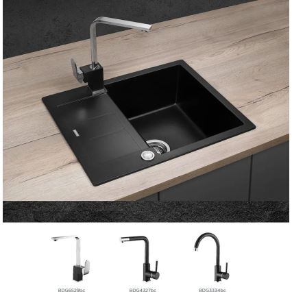 Concept DG05C45BC - Pomivalno korito CUBIS 50x62 cm iz granita/črna