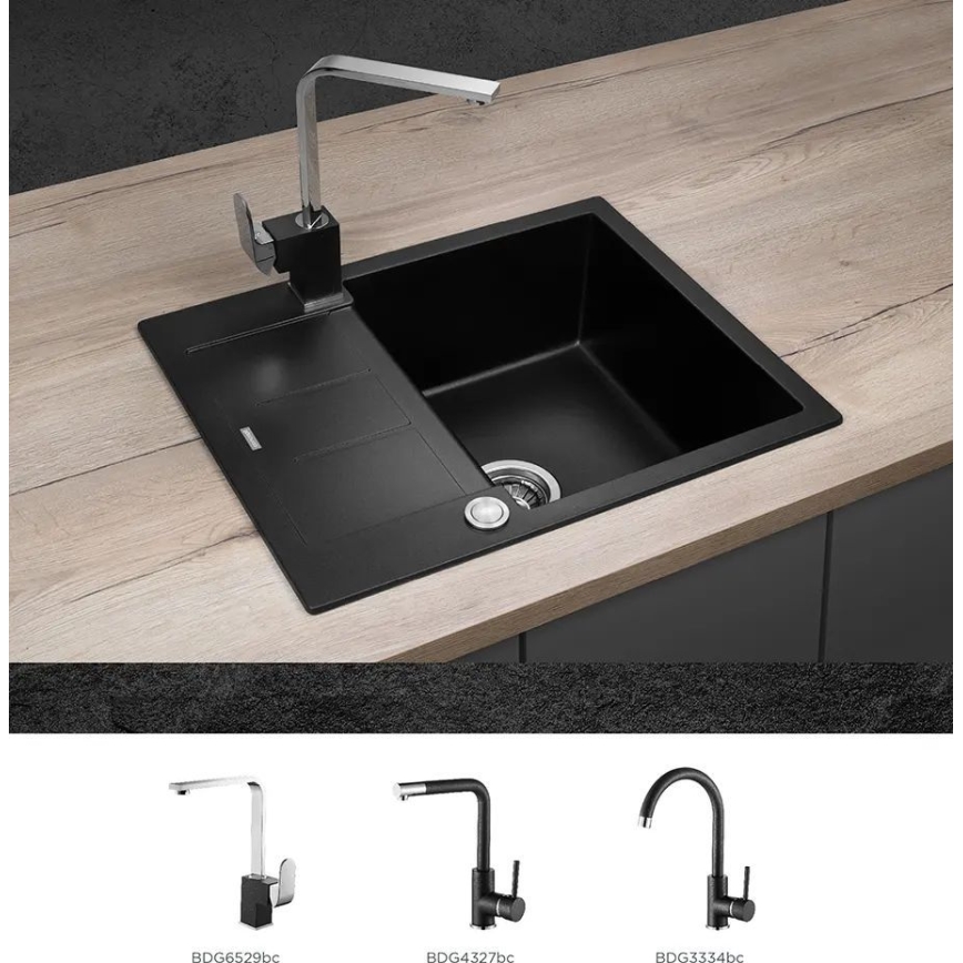 Concept DG05C45BC - Pomivalno korito CUBIS 50x62 cm iz granita/črna