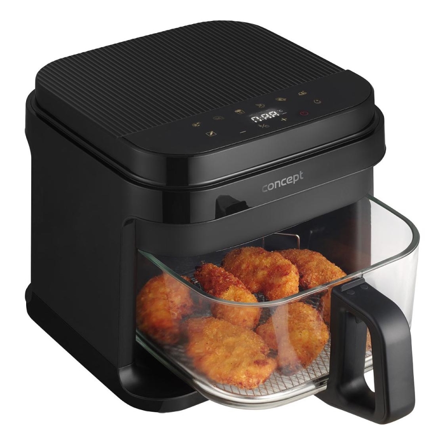 Concept FR5500 - Cvrtnik na vroč zrak GLASS & FAST 5,5 l 1200W/230V črna