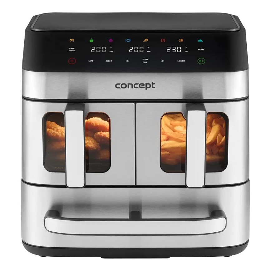 Concept FR9000 - zračna friteza PIZZA TRIO 18,5 l 2700W/230V nerjaveče jeklo/črna