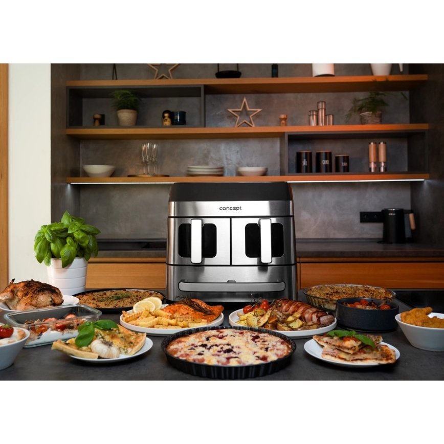 Concept FR9000 - zračna friteza PIZZA TRIO 18,5 l 2700W/230V nerjaveče jeklo/črna