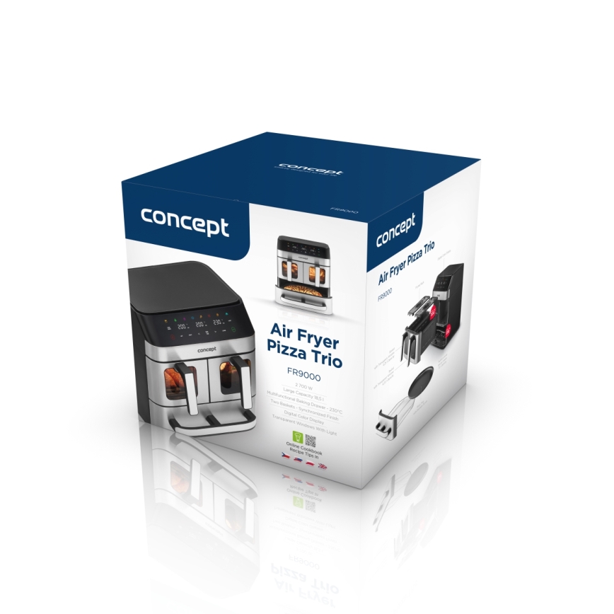 Concept FR9000 - zračna friteza PIZZA TRIO 18,5 l 2700W/230V nerjaveče jeklo/črna