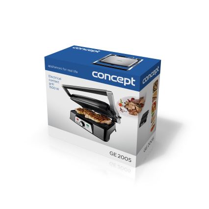 Concept ge2005 - Kontaktni žar 1500W/230V nerjaveče jeklo/črna