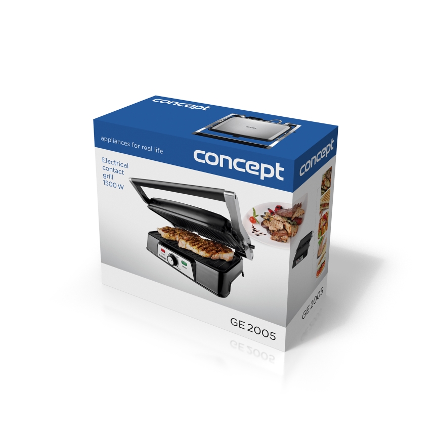 Concept ge2005 - Kontaktni žar 1500W/230V nerjaveče jeklo/črna