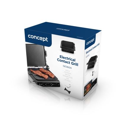 Concept ge3600 - Kontaktni žar s temperaturno sondo STEKLENI 2000W/230V črna