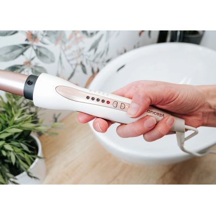 Concept KK2125 - Konusni kodralnik za lase GLAM STYLE 42W/230V bela/rožnato zlata