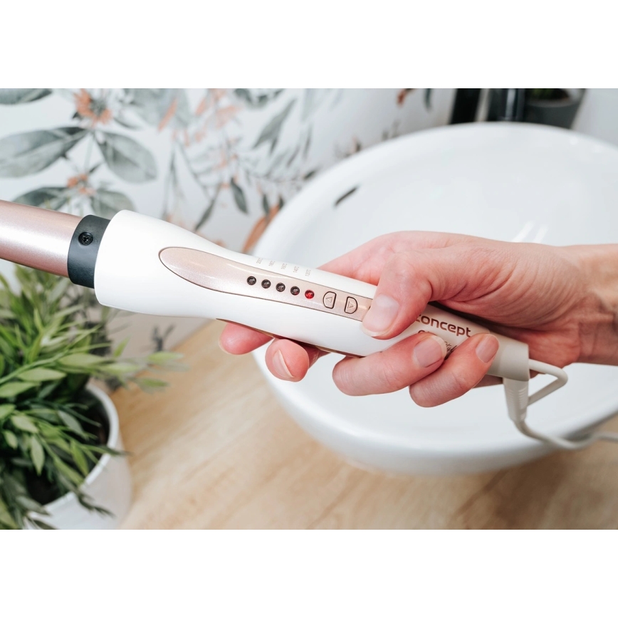 Concept KK2125 - Konusni kodralnik za lase GLAM STYLE 42W/230V bela/rožnato zlata