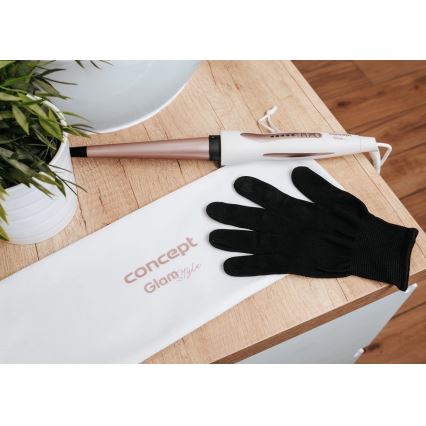 Concept KK2125 - Konusni kodralnik za lase GLAM STYLE 42W/230V bela/rožnato zlata