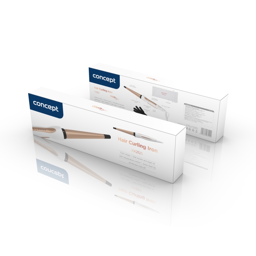 Concept KK2125 - Konusni kodralnik za lase GLAM STYLE 42W/230V bela/rožnato zlata