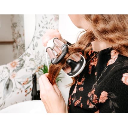 Concept KT2140 - Trojni kodralnik za lase GLAM STYLE 100W/230V bela/rožnato zlata