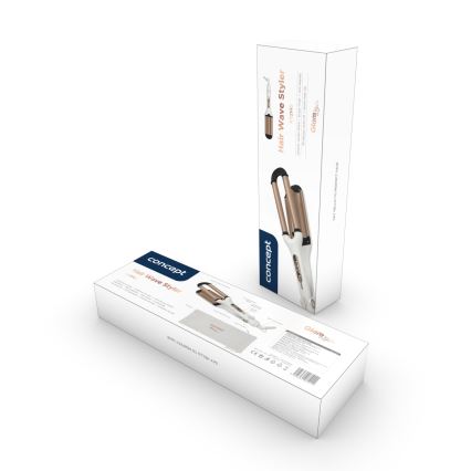 Concept KT2140 - Trojni kodralnik za lase GLAM STYLE 100W/230V bela/rožnato zlata