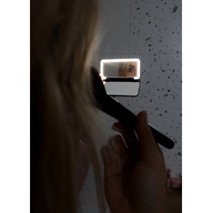 Concept KZ2020 - LED Žepno kozmetično ogledalo PERFECT SKIN LED/1,5W/5V 4500-5500K 300 mAh črno