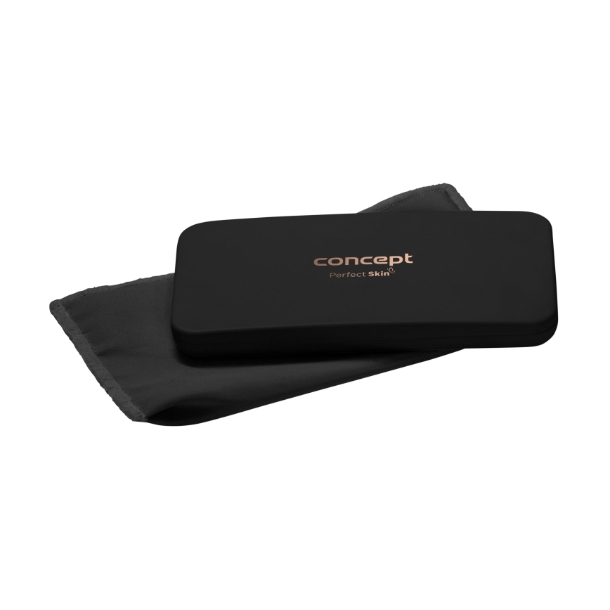 Concept KZ2020 - LED Žepno kozmetično ogledalo PERFECT SKIN LED/1,5W/5V 4500-5500K 300 mAh črno