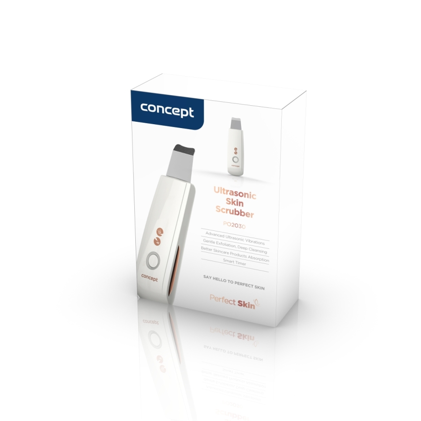 Concept PO2030 - Kozmetična ultrazvočna lopatica PERFECT SKIN 2,5W/5V USB 600 mAh bela