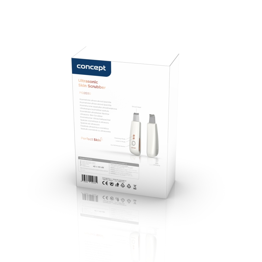 Concept PO2030 - Kozmetična ultrazvočna lopatica PERFECT SKIN 2,5W/5V USB 600 mAh bela
