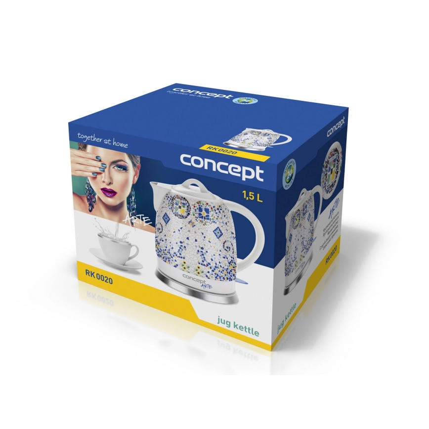 Concept RK0020 - Električni kuhalnik vode 1,5 l 1350W/230V večbarven/keramičen