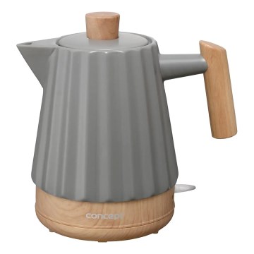 Concept RK0092 - Električni kuhalnik vode 1,5 l 1500W/230V temno siva/lesni dekor/keramika