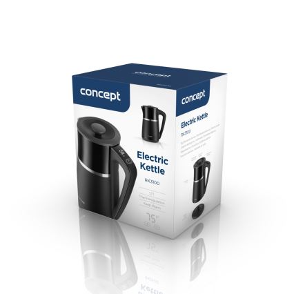 Concept RK3100 - Električni čajnik z nastavljivo regulacijo temperature 1,7 l 2200W/230V črn