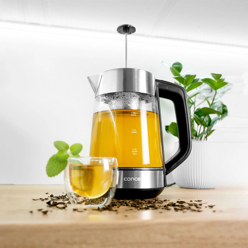 Concept RK4190 - Električni kuhalnik vode s termoregulacijo in filtrom 1,7 l 2200W/230V iz nerjavečega jekla