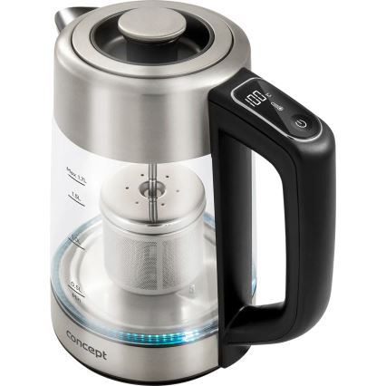 Concept RK4190 - Električni kuhalnik vode s termoregulacijo in filtrom 1,7 l 2200W/230V iz nerjavečega jekla