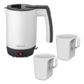 Concept RK7030 - Potovalni električni kuhalnik vode 0,5 l 1080W/230V siva/bela + 2 skodelici