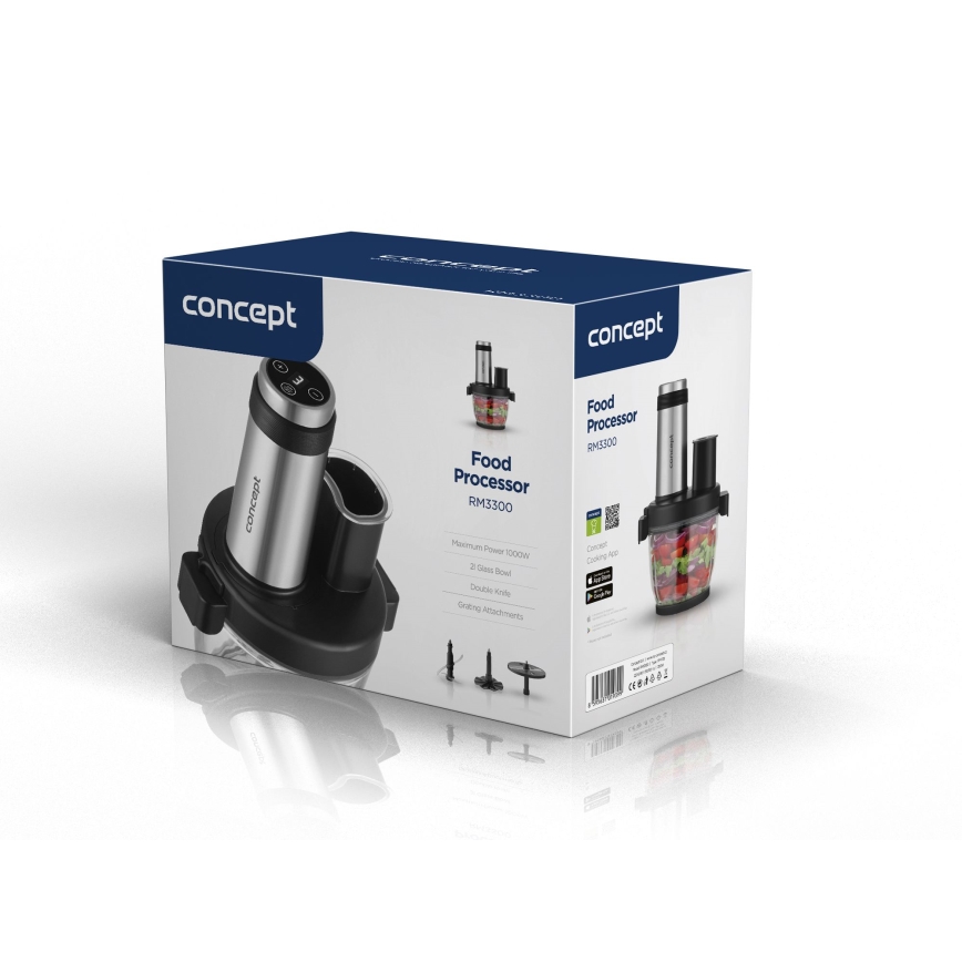 Concept RM3300 - Kuhinjski robot z ribežem 1000 W/230 V črne barve/nerjaveče jeklo