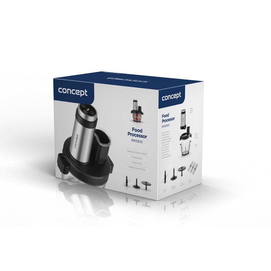 Concept RM3300 - Kuhinjski robot z ribežem 1000 W/230 V črne barve/nerjaveče jeklo