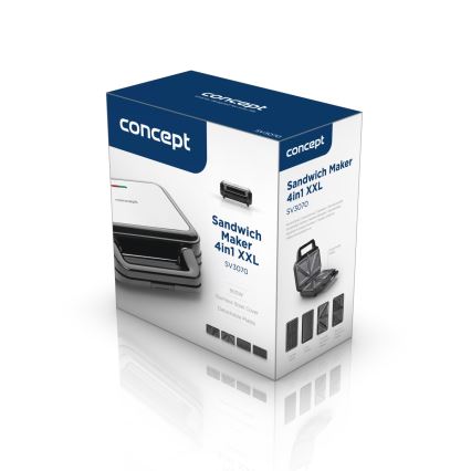 Concept SV3070 - XXL opekač 4v1 900W/230V črna/nerjaveče jeklo
