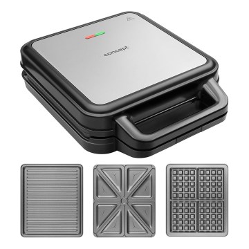 Concept SV3080 - Toster FAMILY 3v1 1200W/230V črna/nerjaveče jeklo