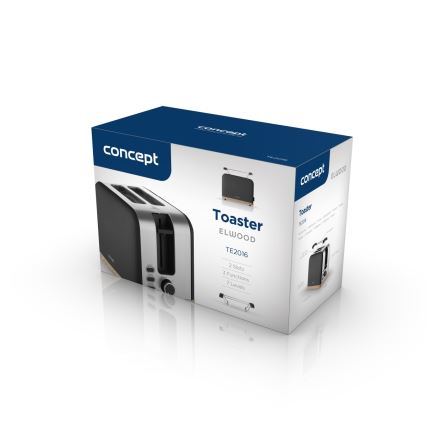 Concept TE2016 - opekač kruha z dvema režama in segrevalnim roštom 930W/230V črn