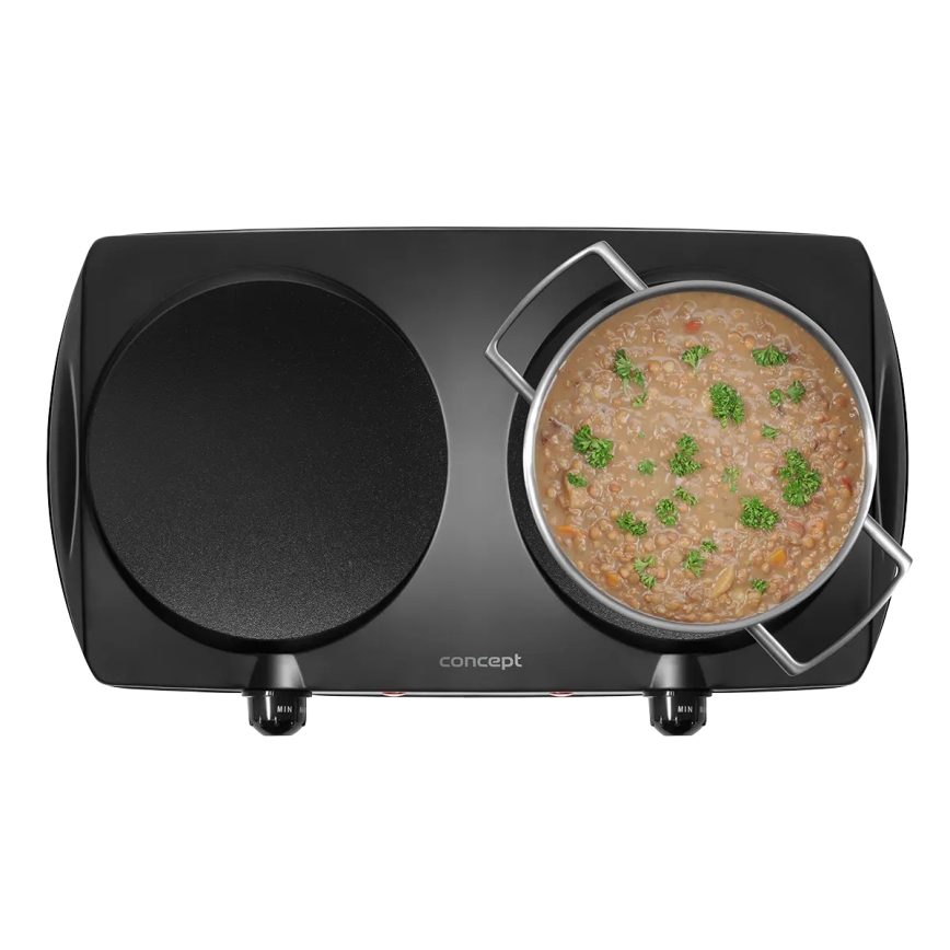 Concept VE3060 - Dvojna kuhalna plošča 2500 W/230 V črna